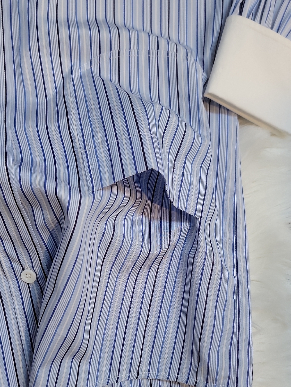 Moschino Couture!  Light Blue & White Striped Asymmetrical Shirt Dress - Picture 12 of 12
